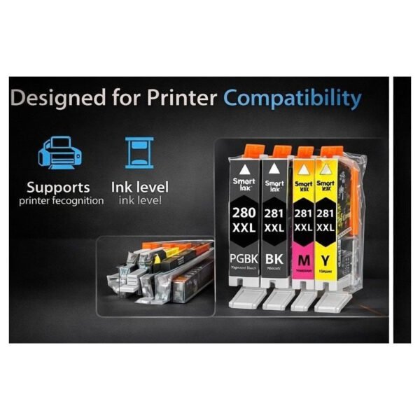 Compatible Ink Cartridge Replacement for Canon PGI-280XXL & CLI-281XXL - 5-Pack High Yield Combo (1x PGBK, 1x Black, 1x Cyan, 1x Magenta, 1x Yellow)