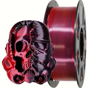 Black & Red Dual Color Silk PLA Filament 1.75mm - Color Changing Shiny 3D Printer Filament (200g/0.44lbs Spool)