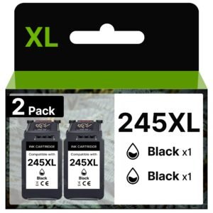 Remanufactured Ink Cartridge Replacement for Canon 245XL (PG-245XL PG-243) - 2 Pack High Yield Black Ink for Pixma TR4520, MG2522, TS3122, MX492 Printers