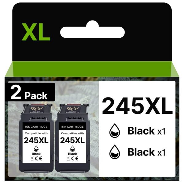 Remanufactured Ink Cartridge Replacement for Canon 245XL (PG-245XL PG-243) - 2 Pack High Yield Black Ink for Pixma TR4520, MG2522, TS3122, MX492 Printers