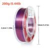 Black & Red Dual Color Silk PLA Filament 1.75mm - Color Changing Shiny 3D Printer Filament (200g/0.44lbs Spool)