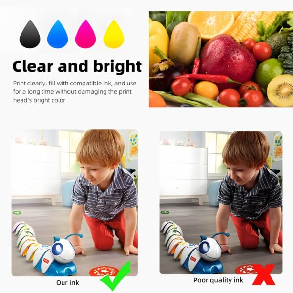 Premium Refill Ink Bottle Replacement for Epson 544 / 522 - 70ml Dye Ink for EcoTank L1110, L3110, L3150, ET-2720, ET-4700 Printers