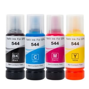 Premium Refill Ink Bottle Replacement for Epson 544 / 522 - 70ml Dye Ink for EcoTank L1110, L3110, L3150, ET-2720, ET-4700 Printers