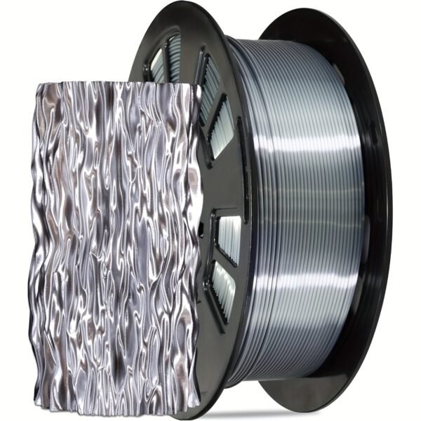 Silk Silver PLA Filament 1.75mm - Shiny Metallic 3D Printer Filament (250g Spool)