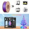 Dual Color Silk PLA Filament 1.75mm - Rose Red & Sky Blue Co-extruded 3D Printer Filament (250g Cardboard Spool)