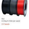 PLA Filament Bundle 1.75mm - Black, Gray, Red 3-Pack Combo (250g/0.55lbs per Spool)