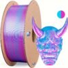 Dual Color Silk PLA Filament 1.75mm - Rose Red & Sky Blue Co-extruded 3D Printer Filament (250g Cardboard Spool)