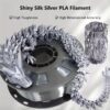 Silk Silver PLA Filament 1.75mm - Shiny Metallic 3D Printer Filament (250g Spool)