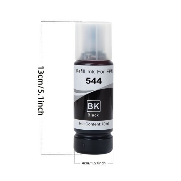 Premium Refill Ink Bottle Replacement for Epson 544 / 522 - 70ml Dye Ink for EcoTank L1110, L3110, L3150, ET-2720, ET-4700 Printers
