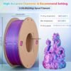 Dual Color Silk PLA Filament 1.75mm - Rose Red & Sky Blue Co-extruded 3D Printer Filament (250g Cardboard Spool)