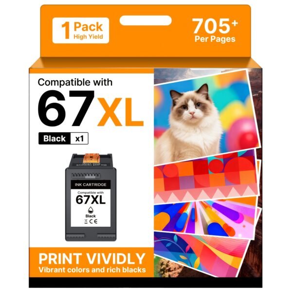 Compatible HP 67XL Black Ink Cartridge Replacement - High Yield for HP Envy 6055, 6455, DeskJet 2755, 4155 Printers (Cost-Effective XL Series)
